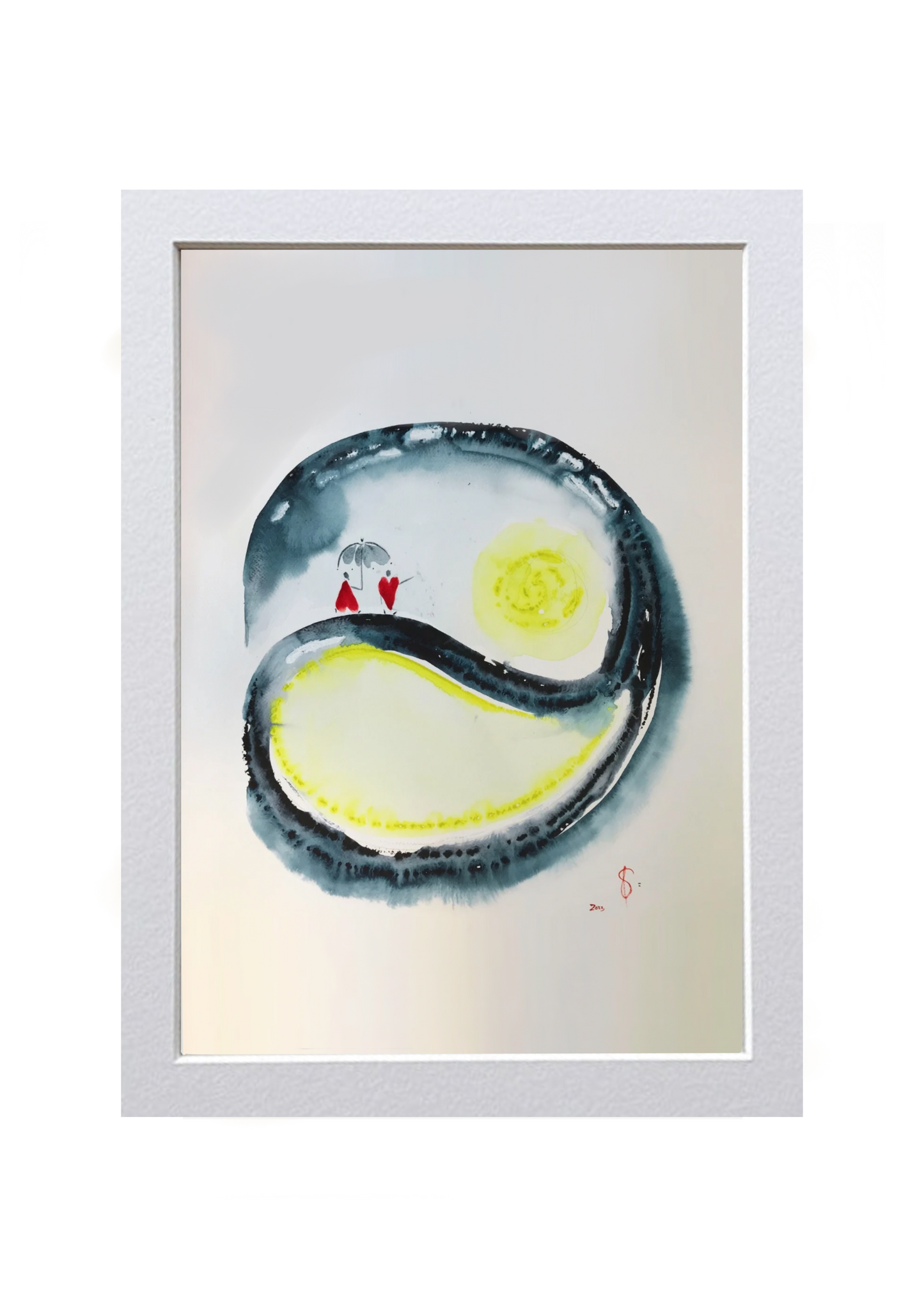 Signed Print of an Abstract Watercolor Painting: “Love is to predict the unforeseen”