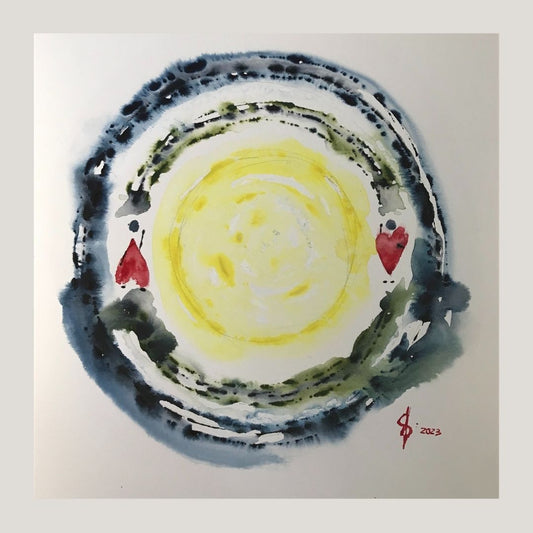 Original Abstract Watercolor Painting: To Love Is Knowing That We Are A Team