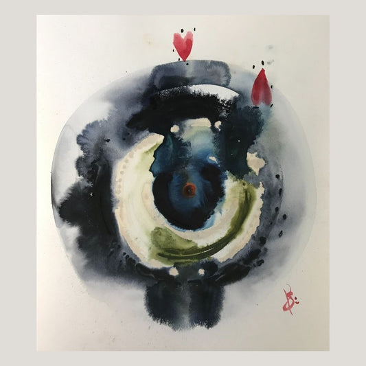 Original Abstract Watercolor Painting: Love Is Where The Paint Merges With Words