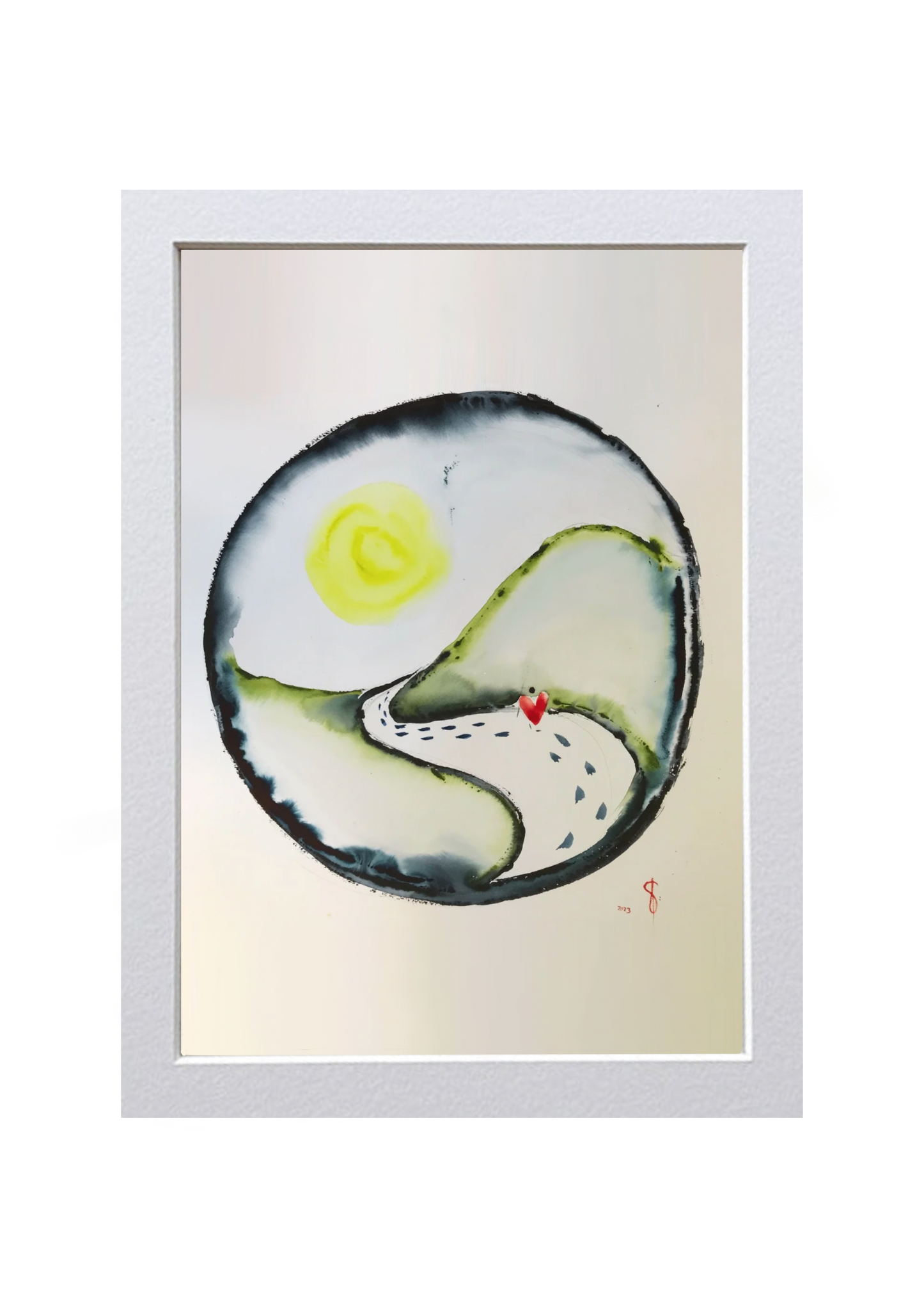 Signed Print of an Abstract Watercolor Painting: “Love is walking at the same pace”