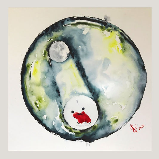 Original Abstract Watercolor Painting: Dancing in the moonlight