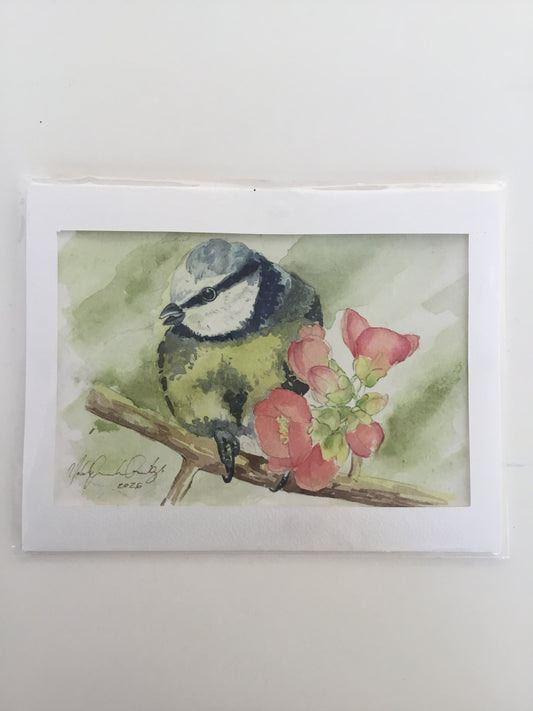 Eurasian Blue Tit Watercolor Painting
