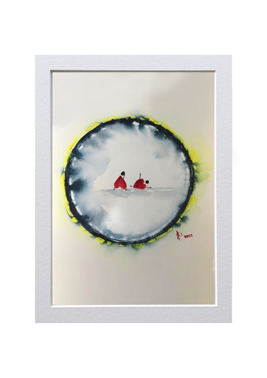 Signed Print of an Abstract Watercolor Painting: “To Love is to transform feelings into smiles”