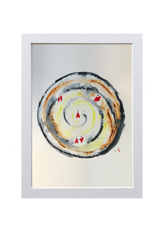 Signed Print of an Abstract Watercolor Painting: “Love is a hug”