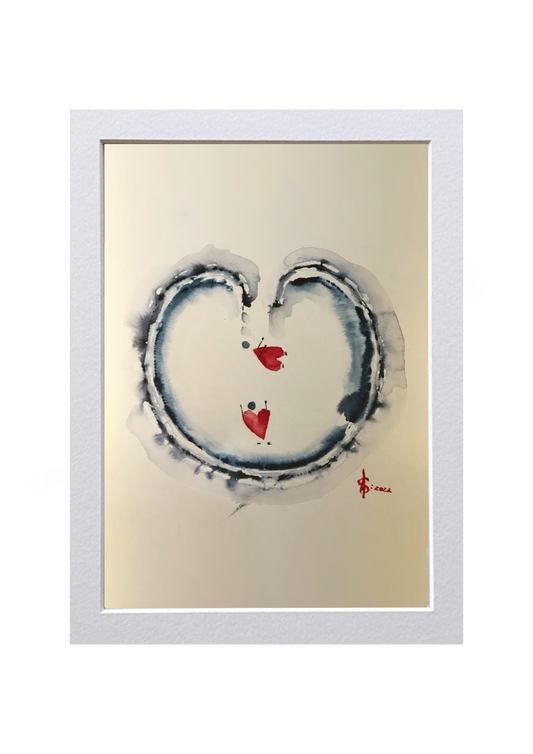 Signed Print of an Abstract Watercolor Painting: “To Love is to run while sitting”