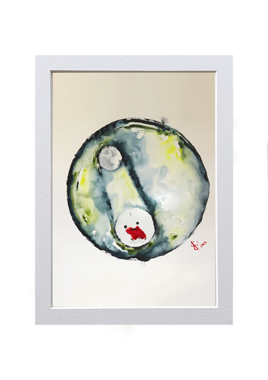 Signed Print of an Abstract Watercolor Painting: “Dancing in the moonlight”