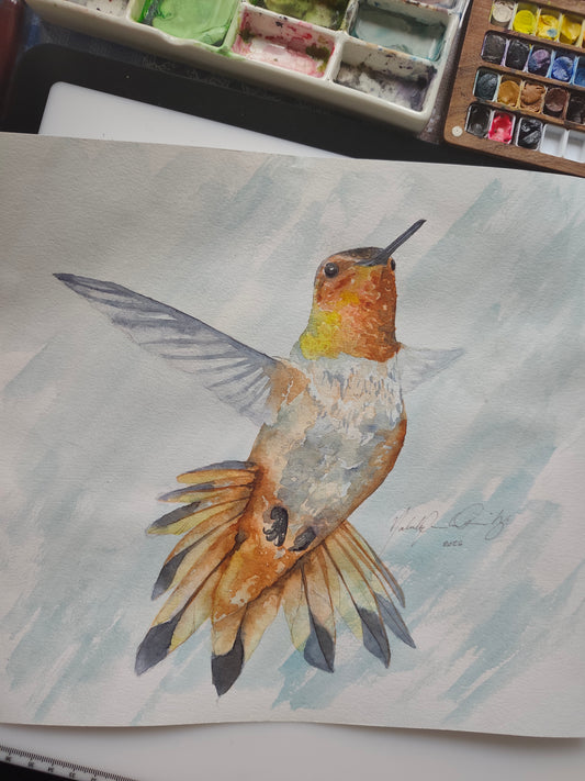 Original Watercolor Painting Painting of a Hummingbird