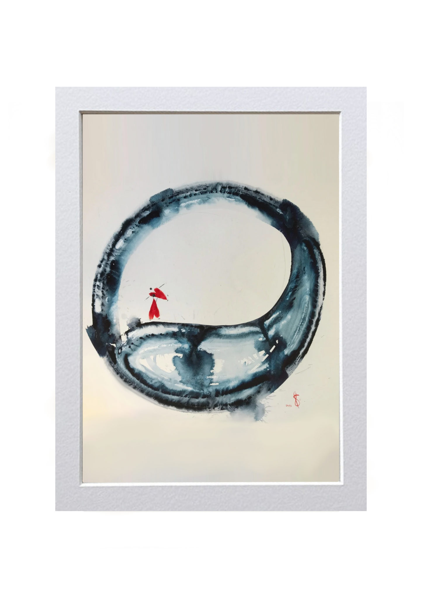 Signed Print of an Abstract Watercolor Painting: “Love is to go for a walk”