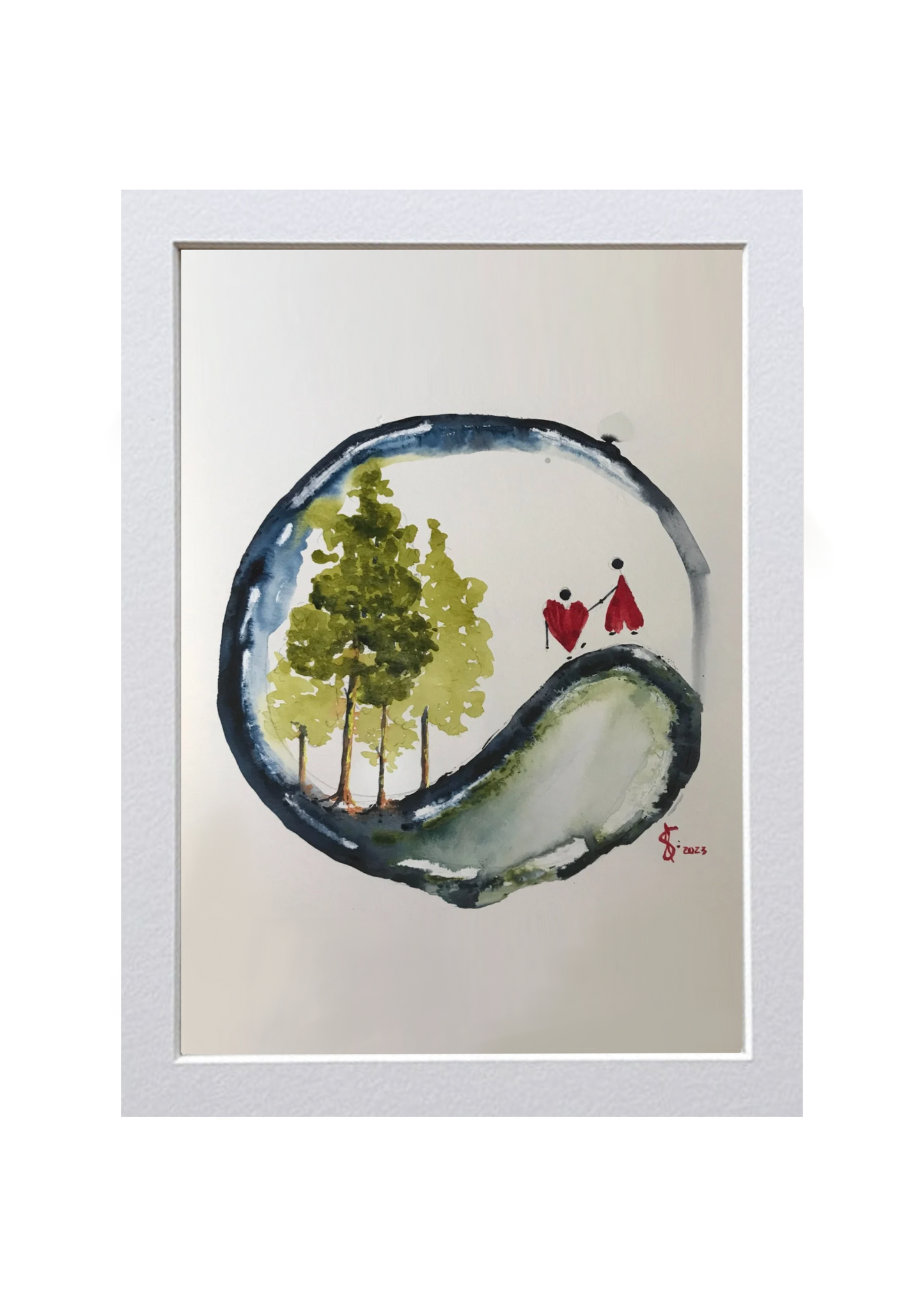Signed Print of an Abstract Watercolor Painting: “Love is to see the divine”