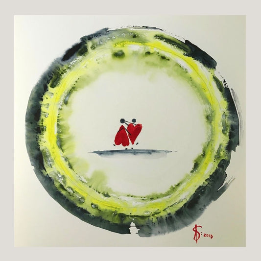 Original Abstract Watercolor Painting: To Love Is To Fly With Your Feet On The Ground