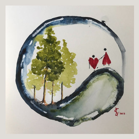 Original Abstract Watercolor Painting: To Love Is To See The Divine