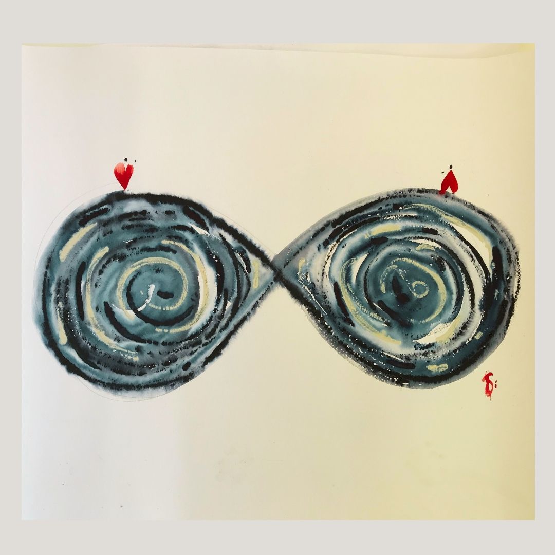 Original Abstract Watercolor Painting: When In Love Words Become Obsolete