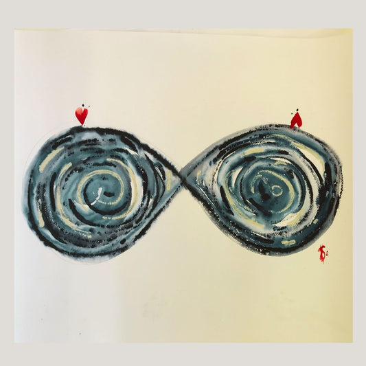 Original Abstract Watercolor Painting: When In Love Words Become Obsolete
