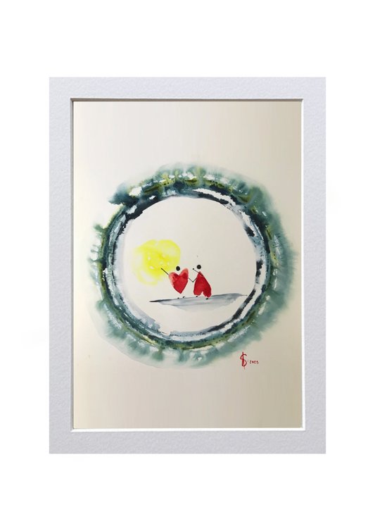 Signed Print of an Abstract Watercolor Painting: “To Love is to cuddle”