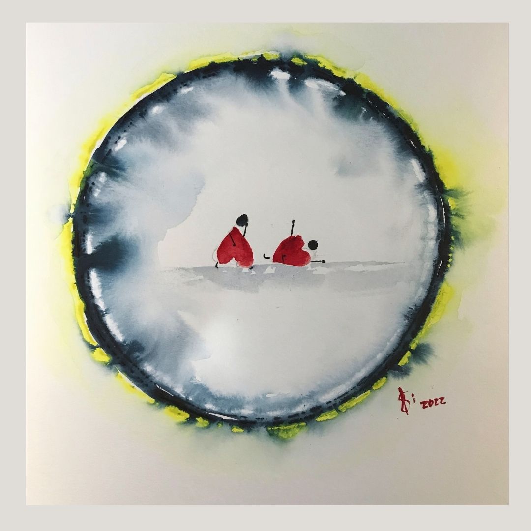 Original Abstract Watercolor Painting: To Love Is To Transform Feelings Into a Smile