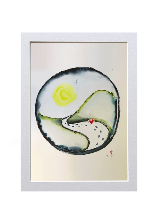 Signed Print of an Abstract Watercolor Painting: “Love is walking at the same pace”