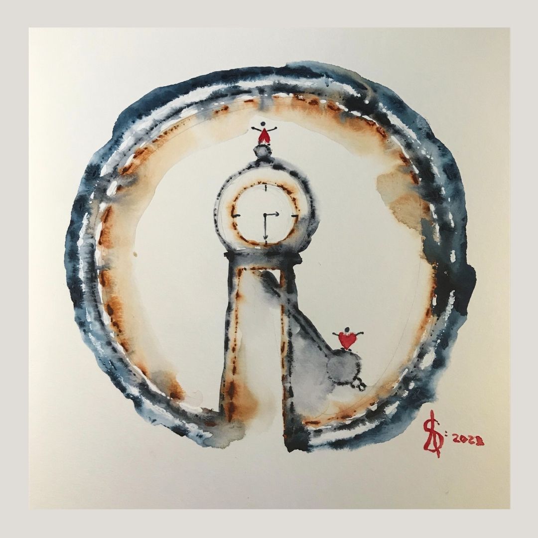 Original Abstract Watercolor Painting: To Love Is The Cease of Time