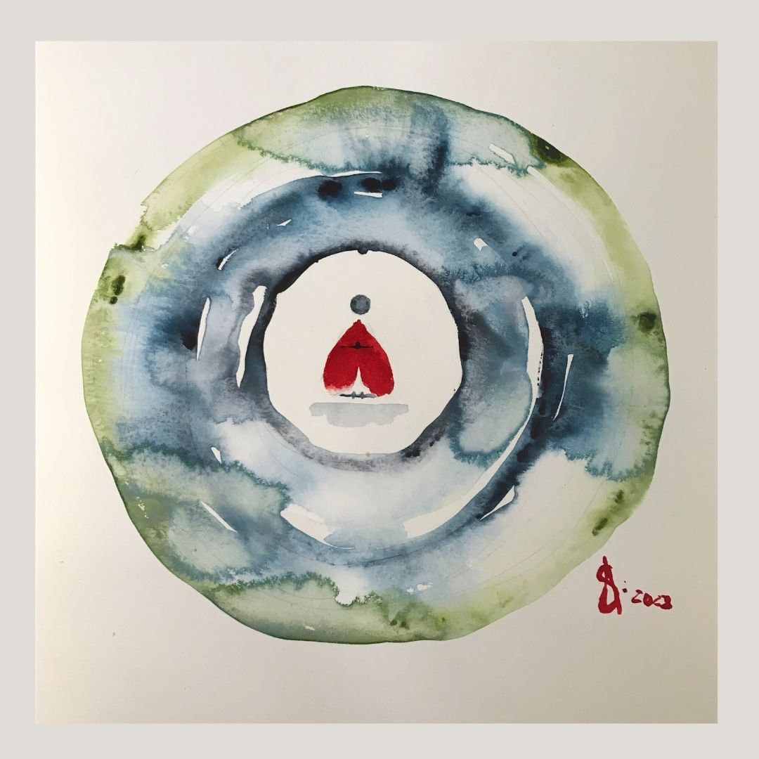Original Abstract Watercolor Painting: To Love Is To Sit With Yourself