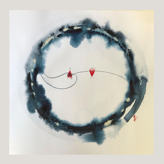 Original Abstract Watercolor Painting: To Love is Easy, Simple, Free, Light.