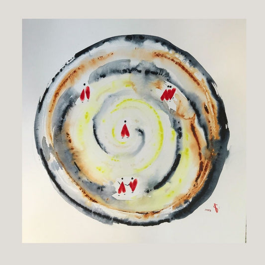 Original Abstract Watercolor Painting: To Love Is A Hug, A Long And Playful Encounter
