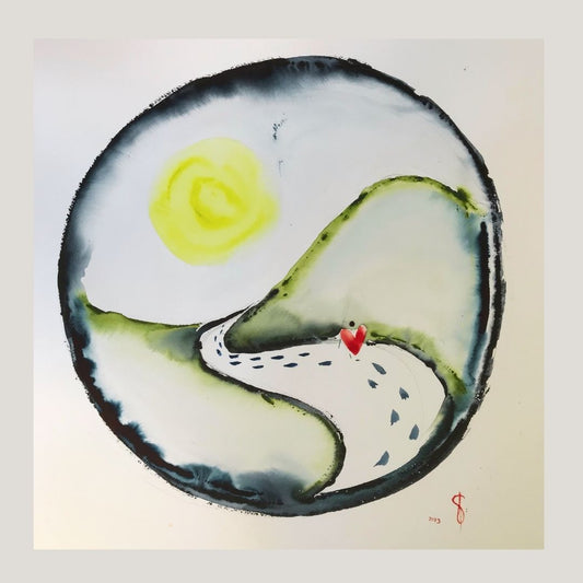 Original Abstract Watercolor Painting: To Love Is To Walk At The Same Pace