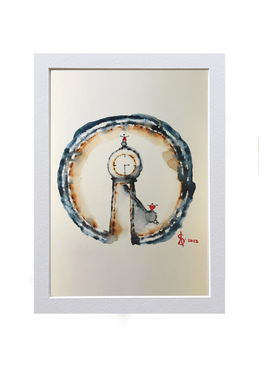Signed Print of an Abstract Watercolor Painting: “Love is the cease of time”