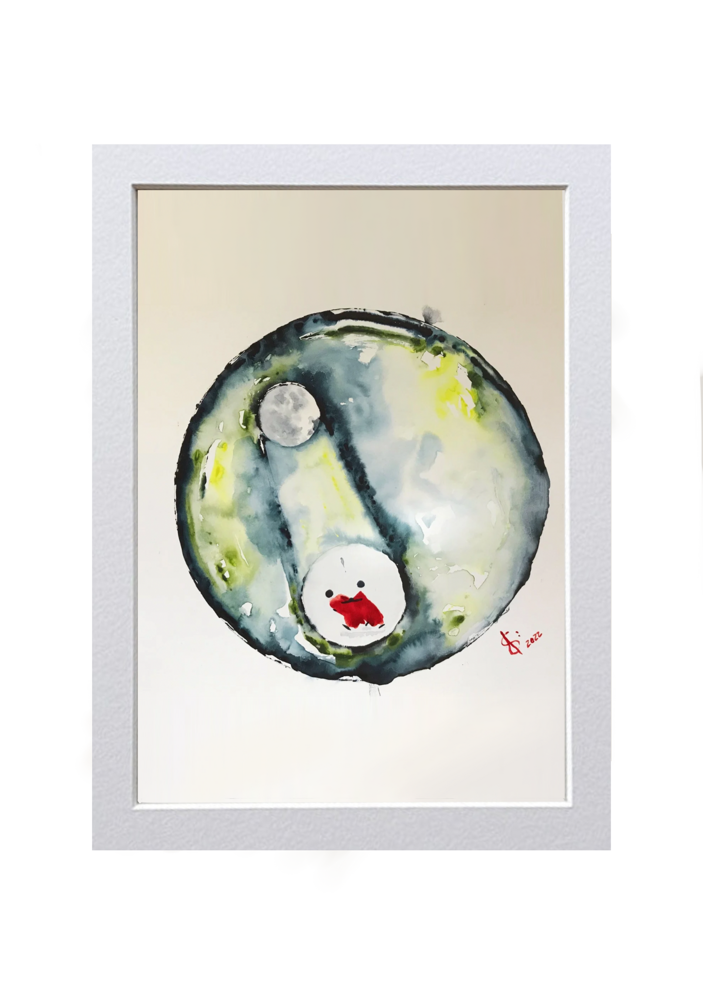 Signed Print of an Abstract Watercolor Painting: “Dancing in the moonlight”