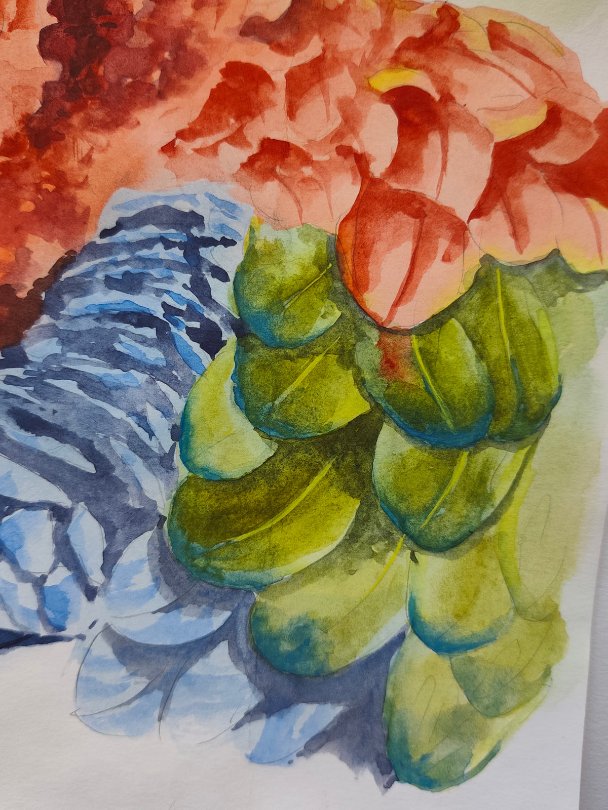 Original Watercolor of a Parrot Cleaning its Feathers