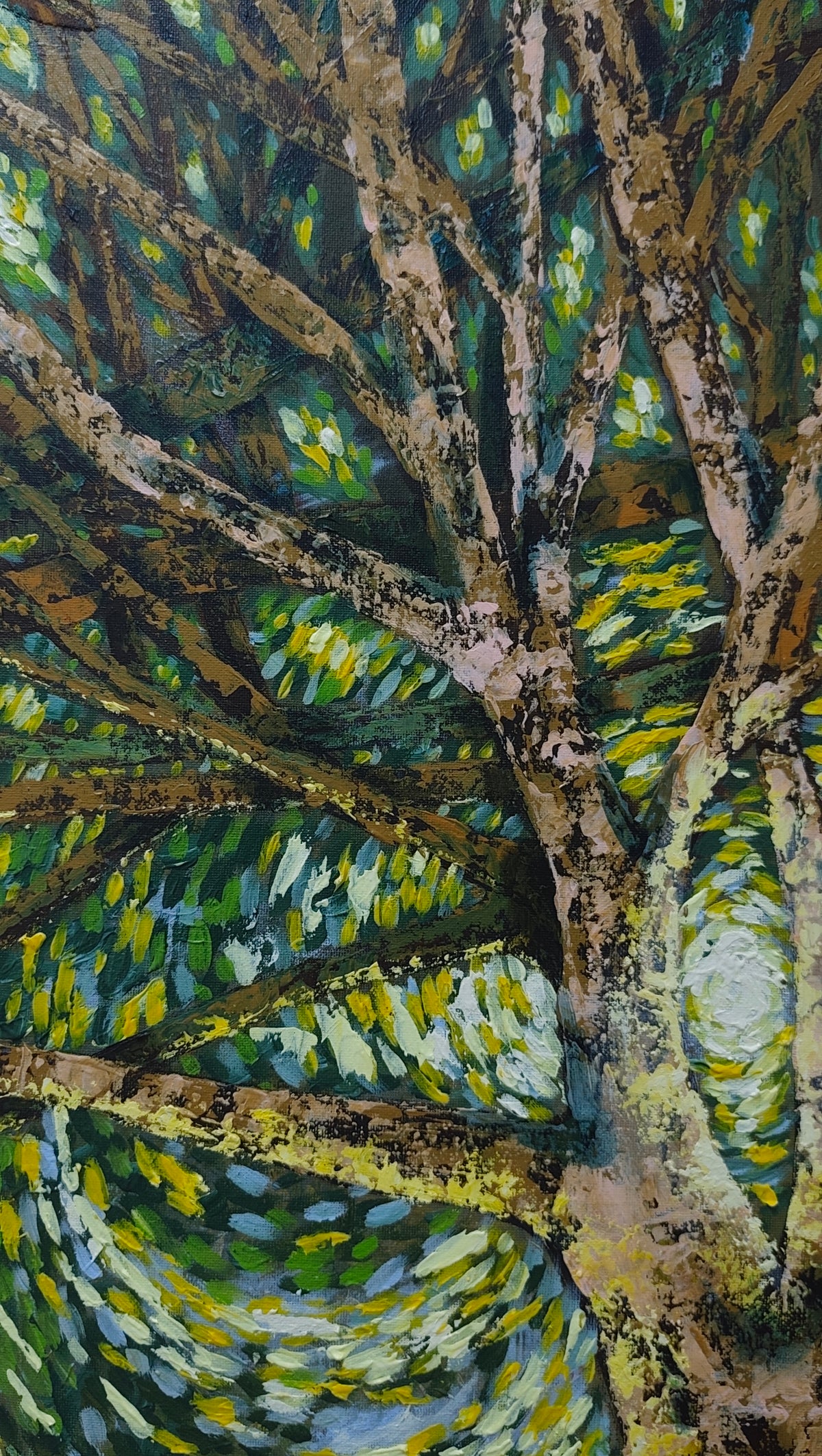 Original Acrylic Painting on Canvas: " Under the tree"