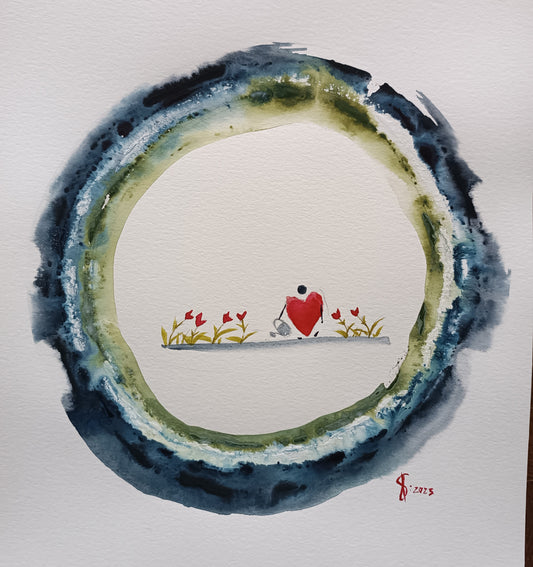 Print of an original watercolor painting called: “To love is to know that Two is really One"