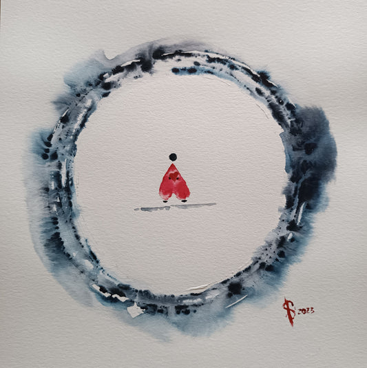 Print of an original watercolor, called: “To love is… to open the heart cave to unconditional embrace.”