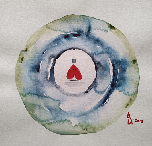 Print of a watercolor called: “To love is... to sit with yourself and with everything at the same time.”