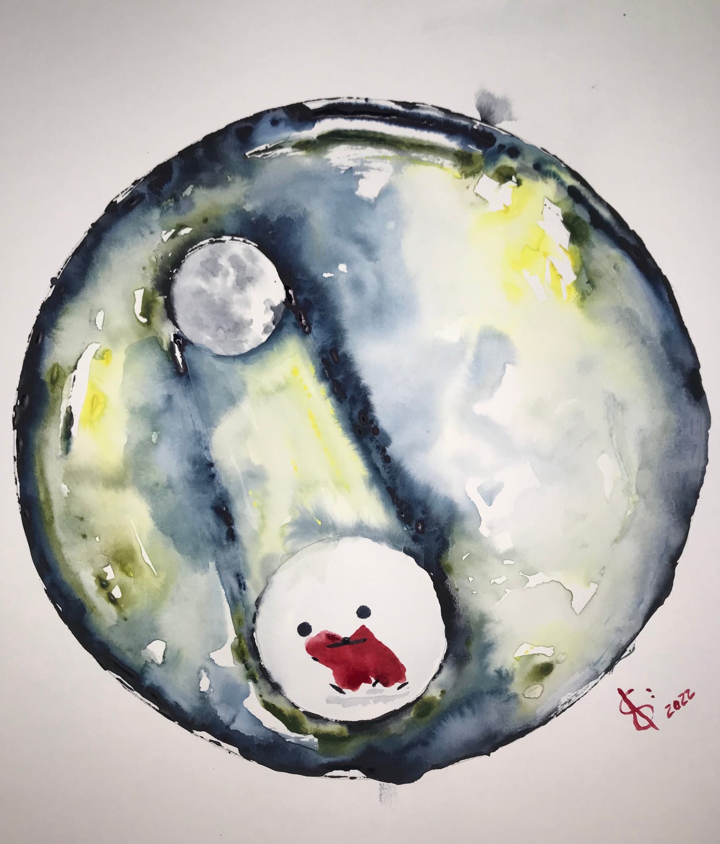 Print of an original watercolor painting called: “Love is… Dancing in the moonlight"